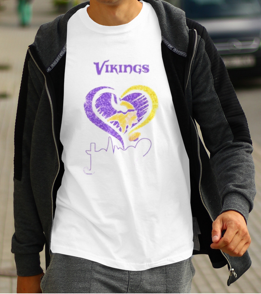Vikings Heart Jesus Purple And Gold Minnesota T-Shirt