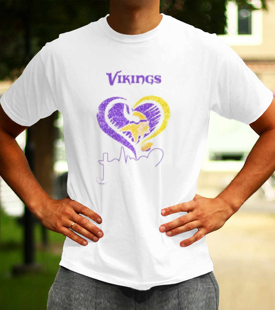 Vikings Heart Jesus Purple And Gold Minnesota T-Shirt