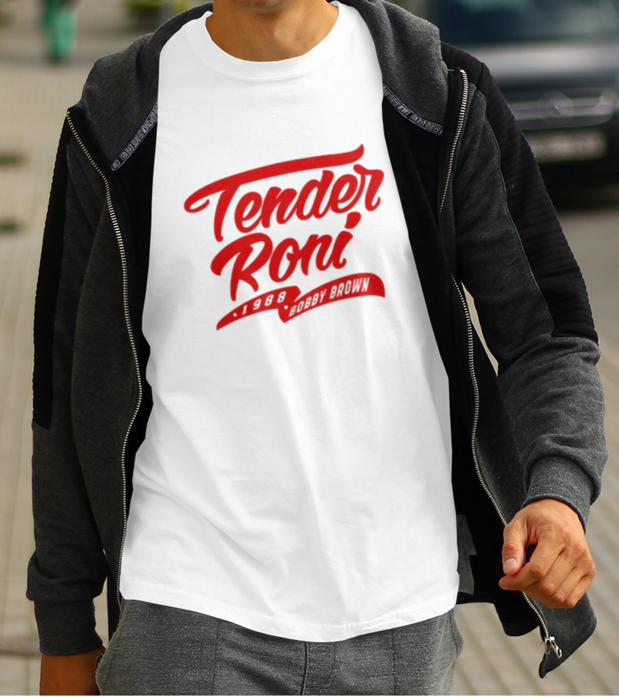 Tender Roni 1988 Bobby Brown Bold Red Lettering T-Shirt
