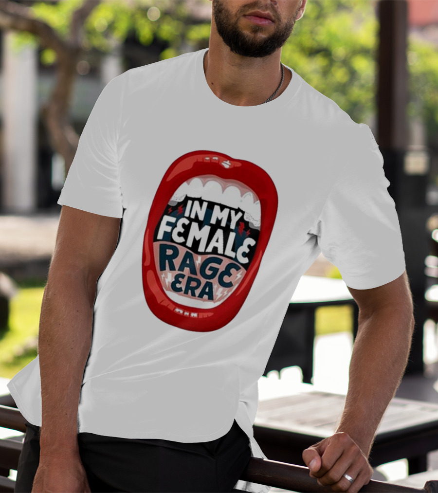 The Reswiftance In My Female Rage Era Red Lips Bold Typography T-Shirt