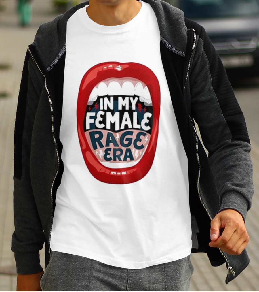 The Reswiftance In My Female Rage Era Red Lips Bold Typography T-Shirt