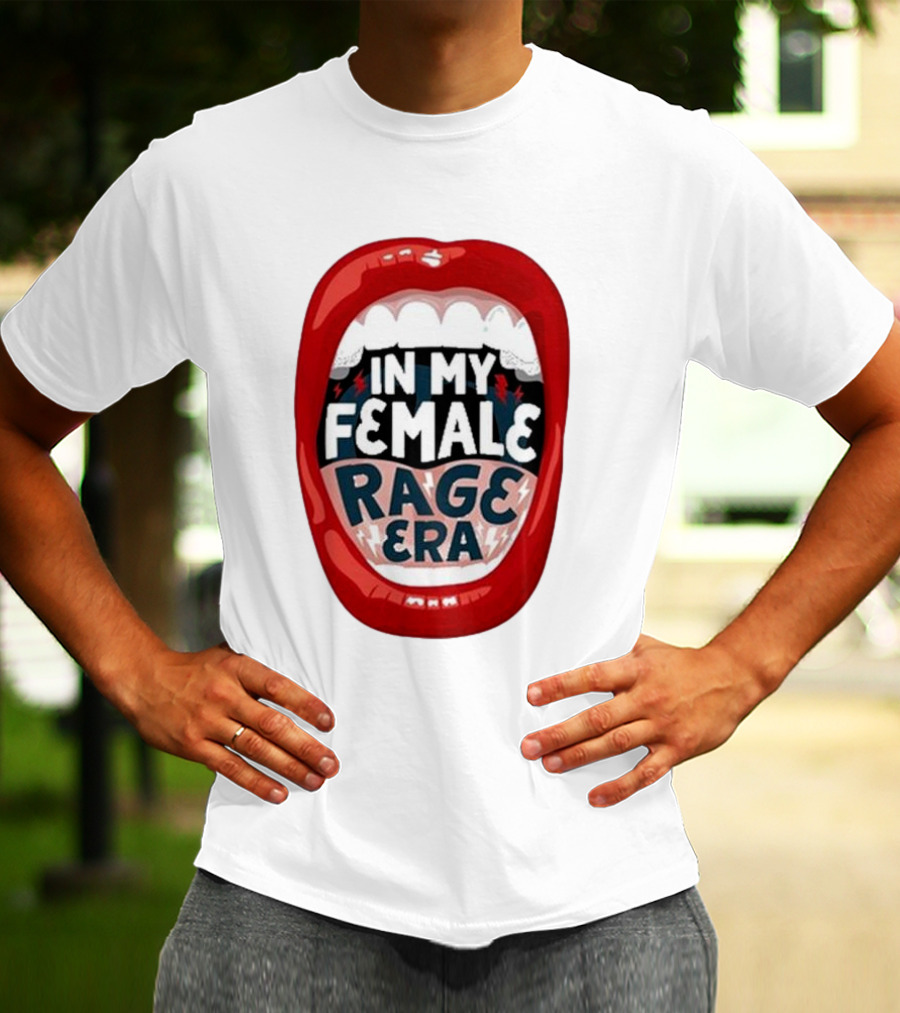 The Reswiftance In My Female Rage Era Red Lips Bold Typography T-Shirt
