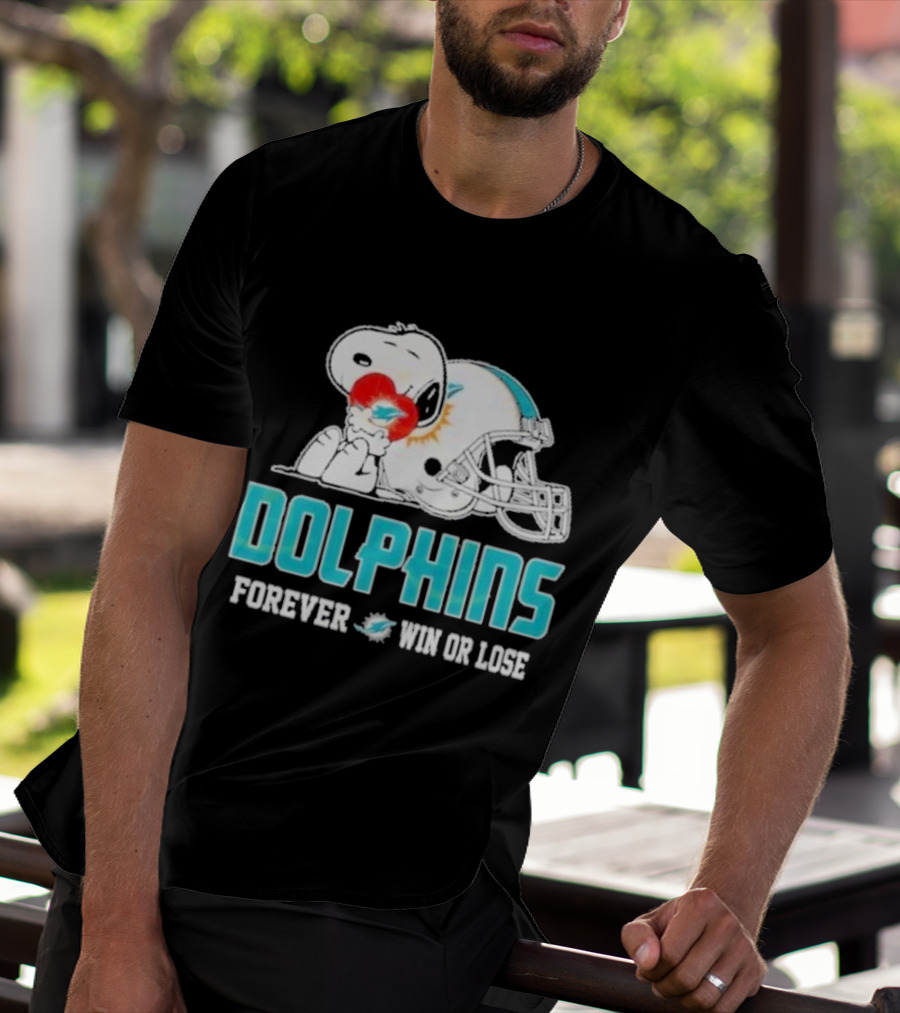 Dolphins Forever Win Or Lose Snoopy Miami Helmet T-Shirt