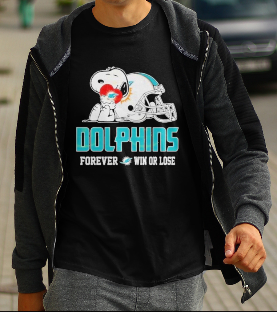 Dolphins Forever Win Or Lose Snoopy Miami Helmet T-Shirt