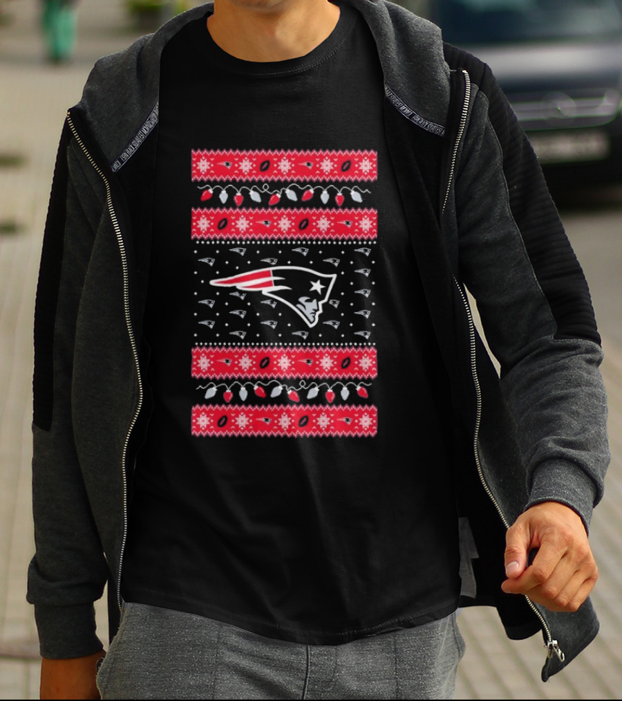 New England Patriots Christmas Holiday Lights T-Shirt