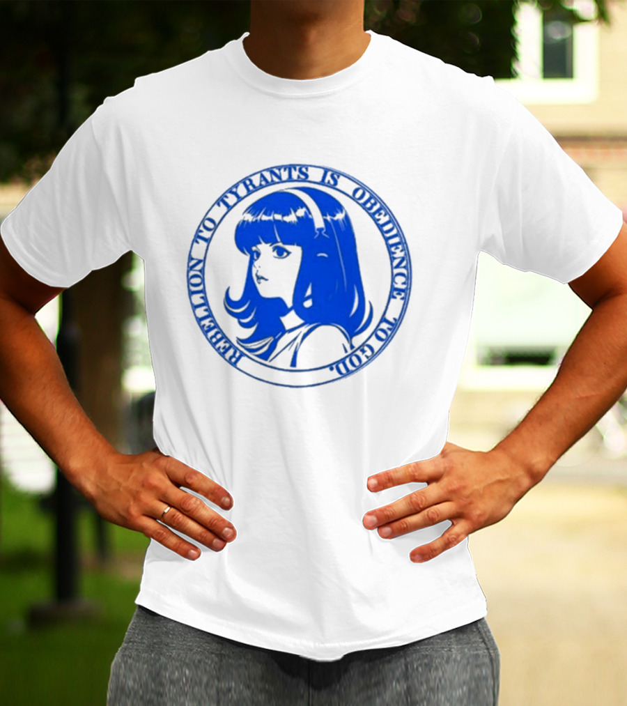 Rebellion To Tyrants Is Obedience To God Blue Anime T-Shirt