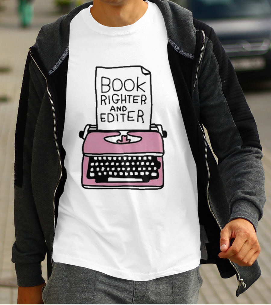 Book Righter And Editer Typo Pink Typewriter T-Shirt