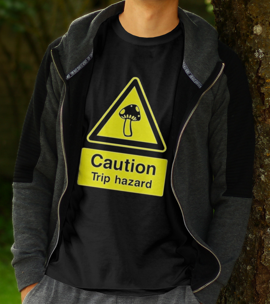 Caution Trip Hazard Mushroom Warning Sign T-Shirt