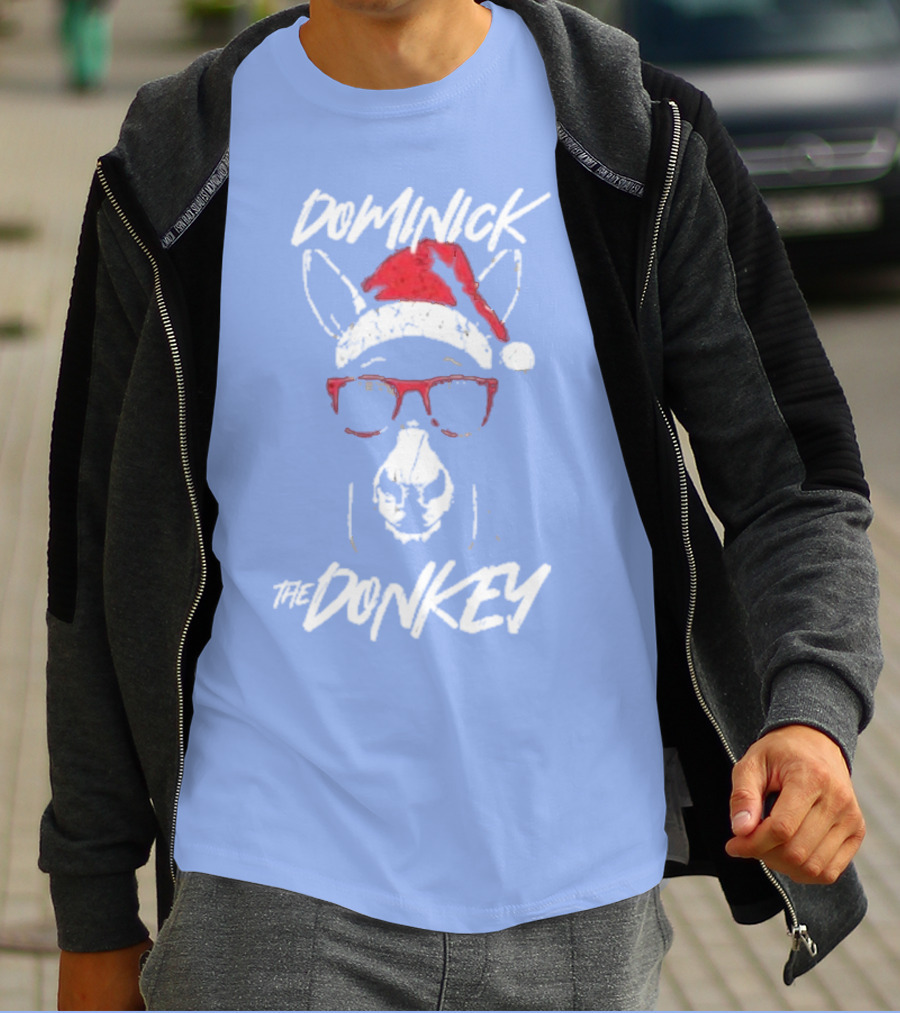 Dominick The Donkey Santa Hat Christmas Holiday T-Shirt