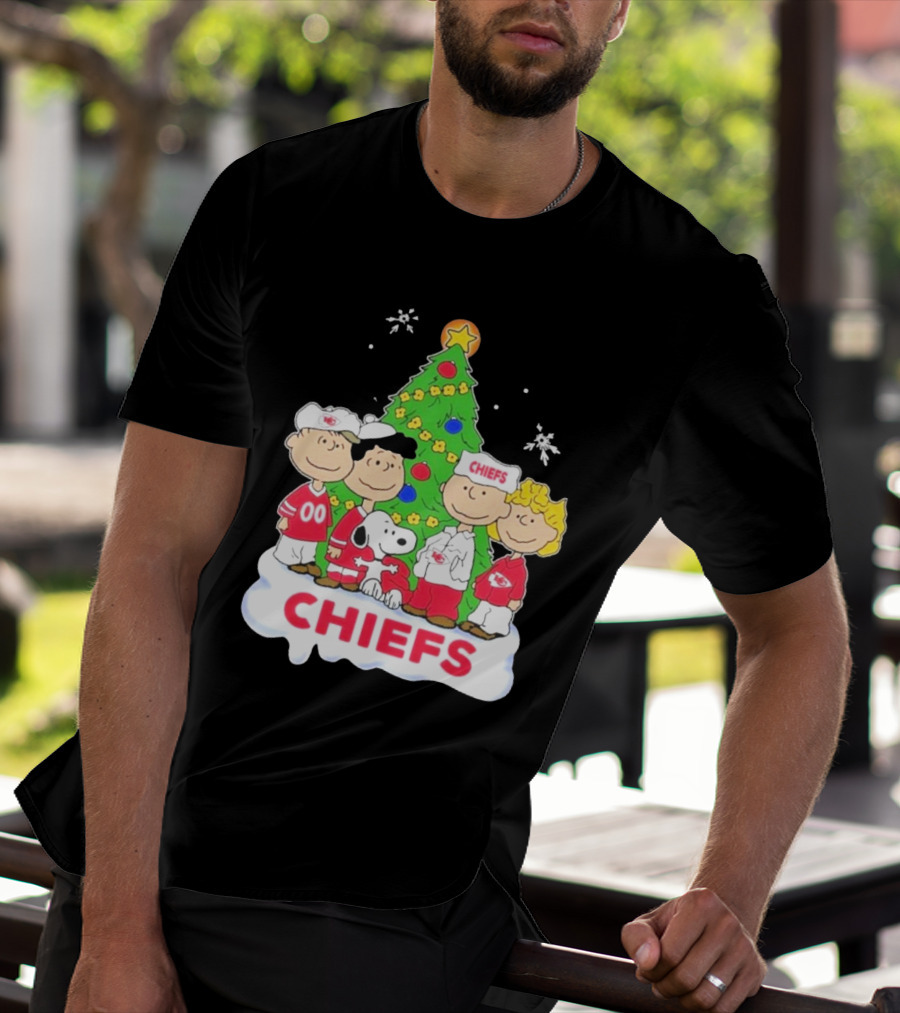 Kansas City Chiefs Snoopy Christmas Peanuts Characters Chiefs NFL Holiday T-Shirt