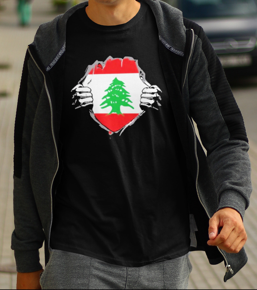 Lebanon Cedars Rugby League Lebanese Superhero Flag Icon T-Shirt