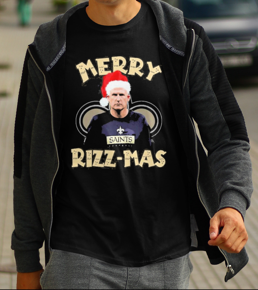 New Orleans Saints Merry Rizz-Mas Santa Hat Coach T-Shirt