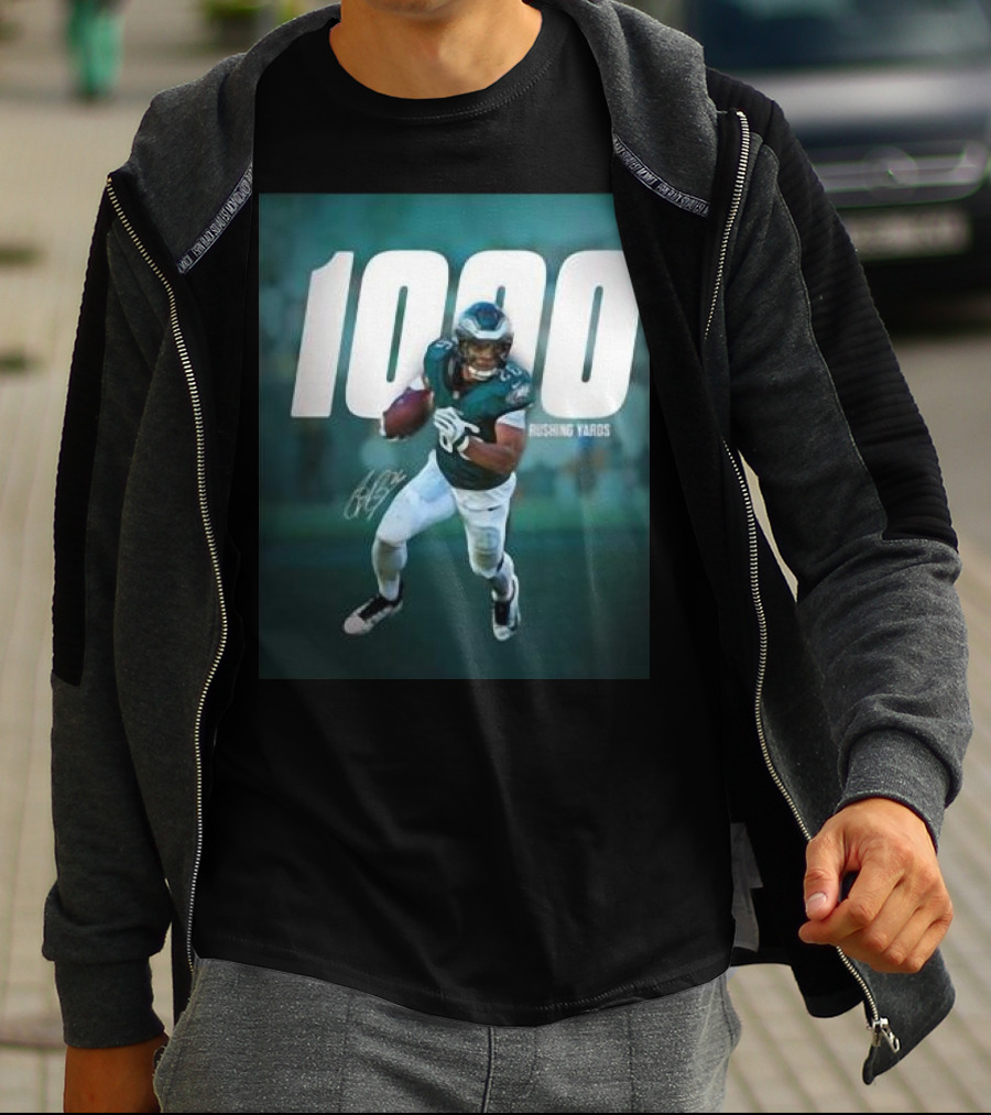1000 Rushing Yards Football Player Signature T-Shirt