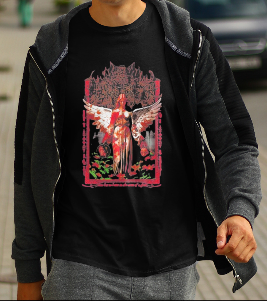Warfare Angel Reap What This Life Has Sowed Gothic Winged Figure With Floral Accents T-Shirt