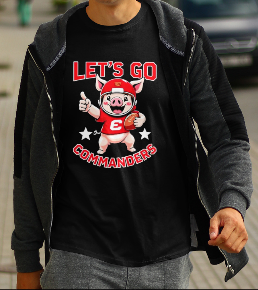 Let's Go Commanders Pig Mascot Thumbs Up Football T-Shirt