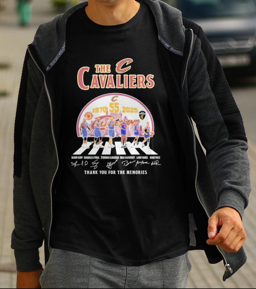 The Cavaliers 55 Years 1970-2025 Shawn Kemp Shaquille O'Neal Zydrunas Ilgauskas Brad Daugherty Larry Nance Mark Price Thank You For The Memories T-Shirt