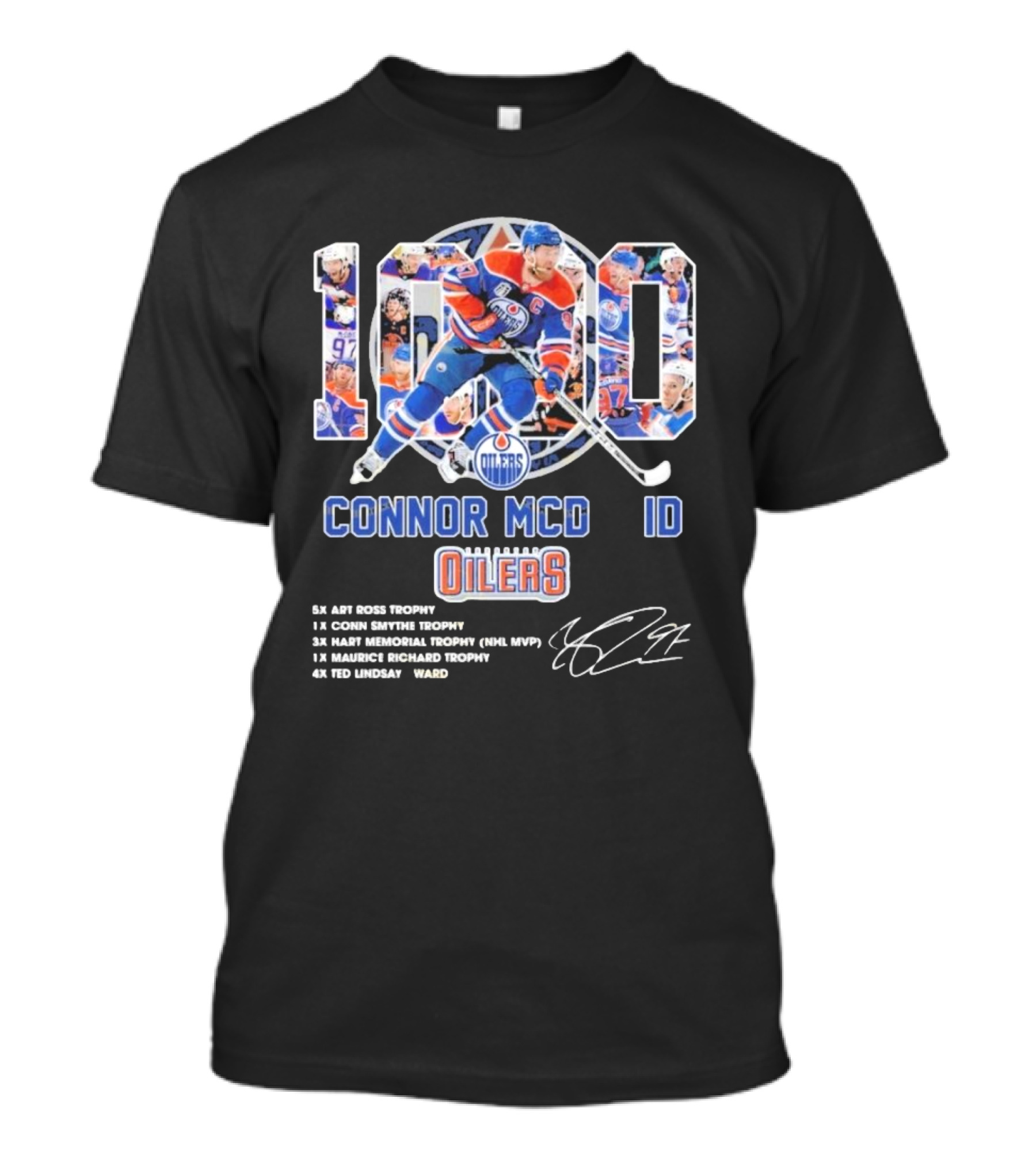 Connor McDavid 1000 Edmonton Oilers NHL Achievements Signature Collection T-Shirt