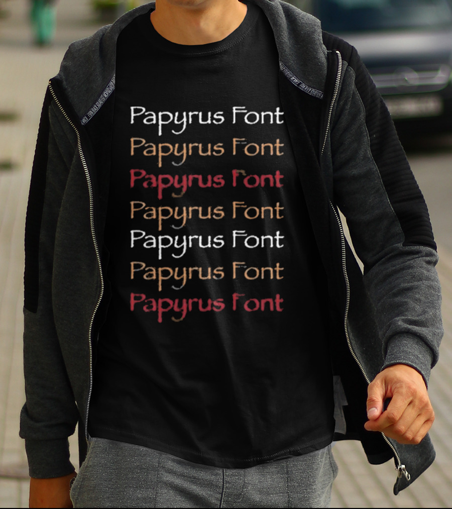 Papyrus Font Multicolor Natalie Tran T-Shirt