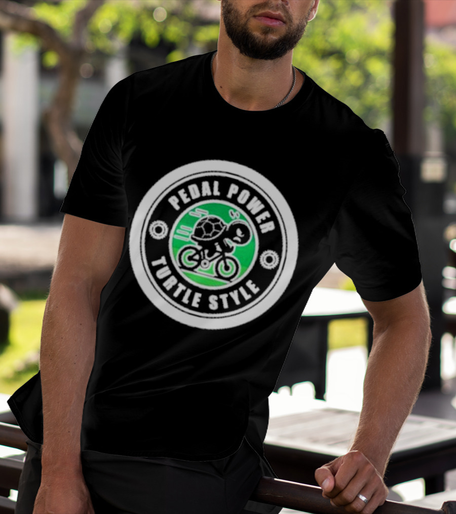 Pedal Power Turtle Style Bike Riding Speed Badge T-Shirt