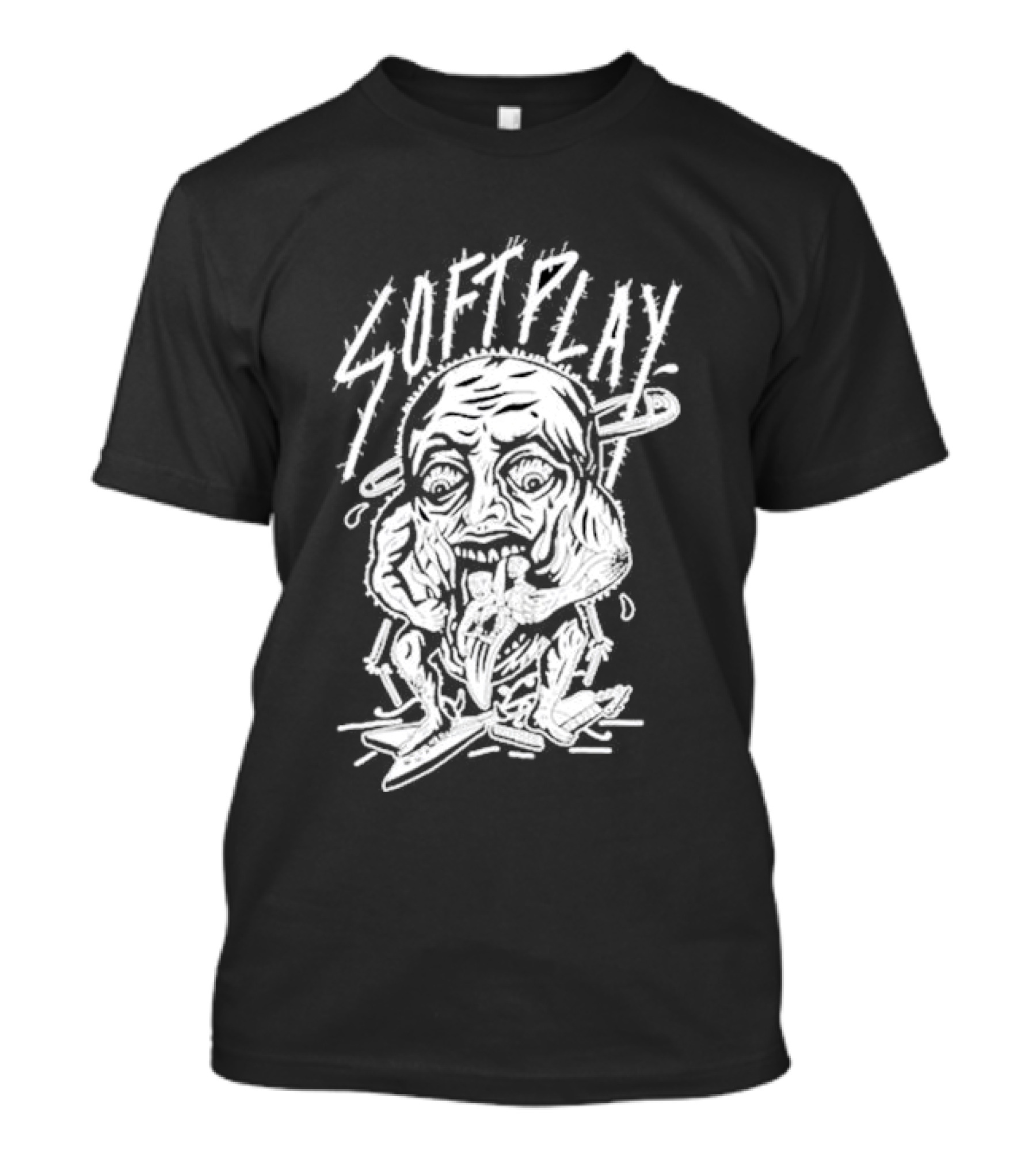 Soft Play Punk Monster Face Eating Muscly Figure T-Shirt