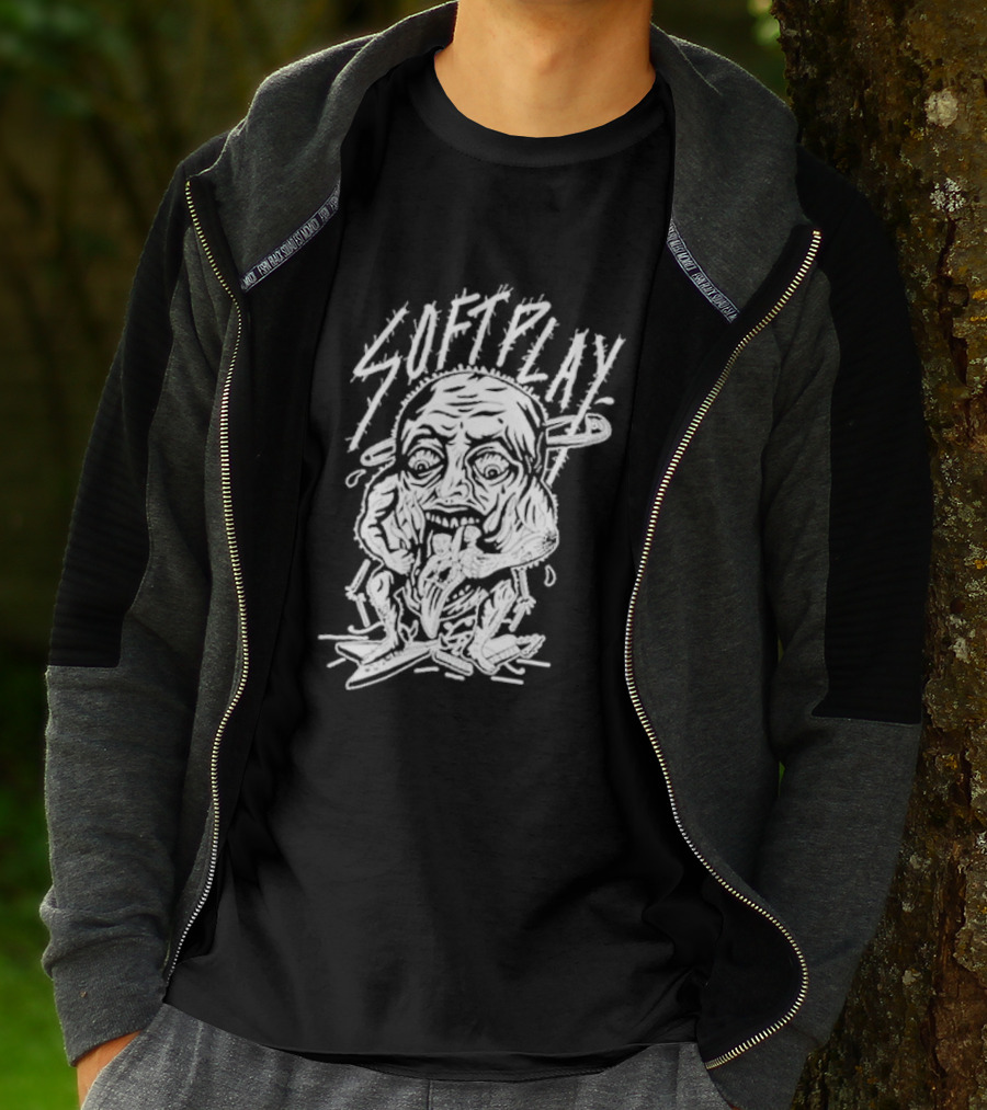 Soft Play Punk Monster Face Eating Muscly Figure T-Shirt