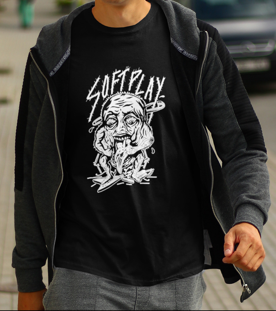 Soft Play Punk Monster Face Eating Muscly Figure T-Shirt