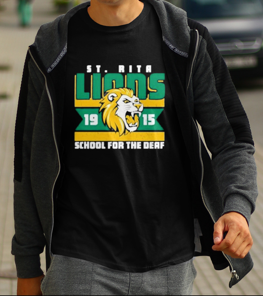 St. Rita Lions 1915 School For The Deaf Roaring Lion Emblem T-Shirt