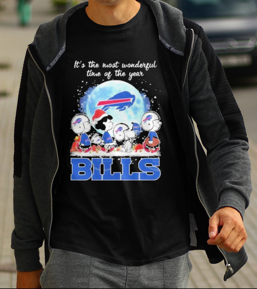 It's The Most Wonderful Time Of The Year Buffalo Bills Peanuts Football Holiday T-Shirt