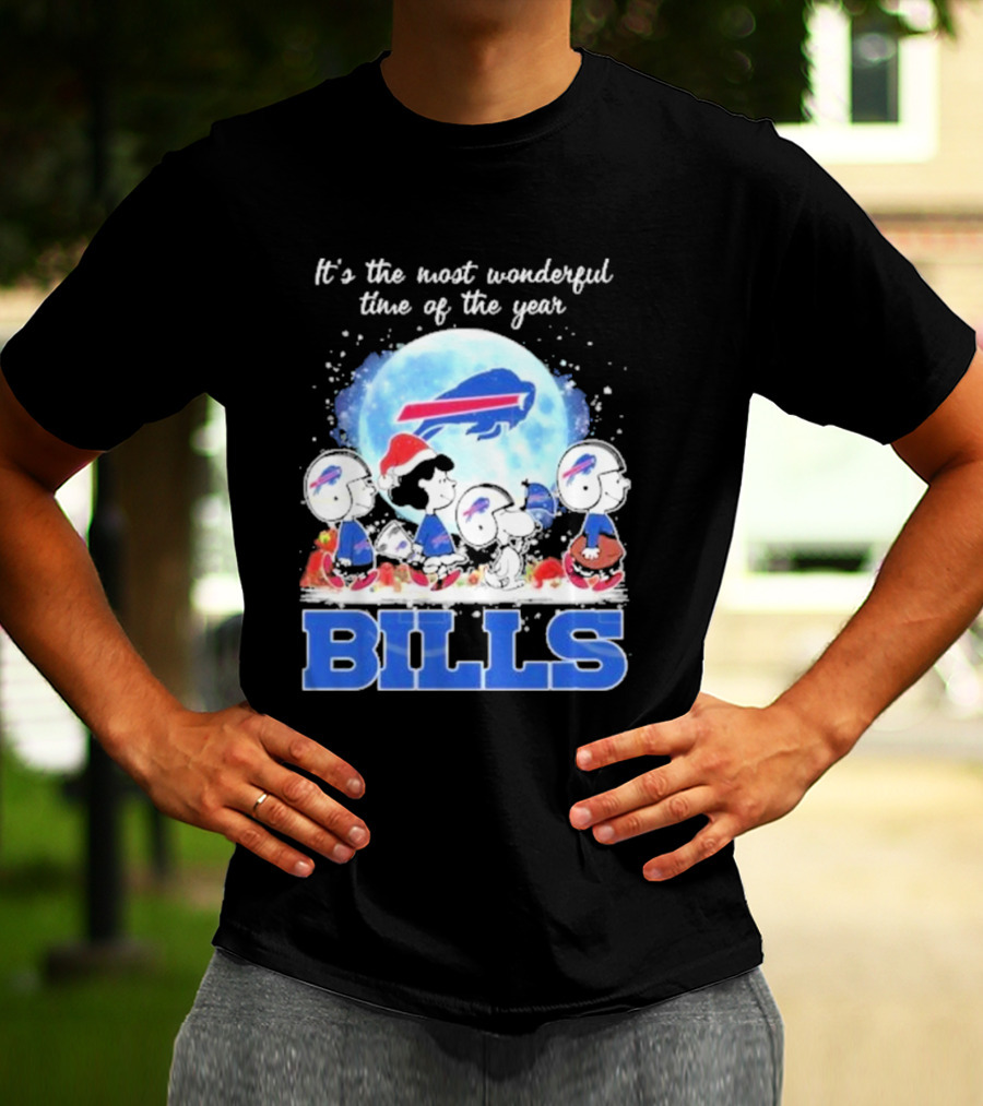 It's The Most Wonderful Time Of The Year Buffalo Bills Peanuts Football Holiday T-Shirt