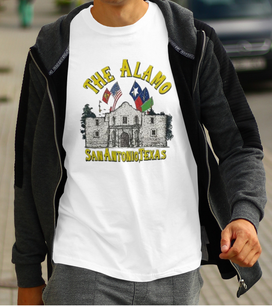 The Alamo San Antonio Texas Flags Historic Landmark Image T-Shirt