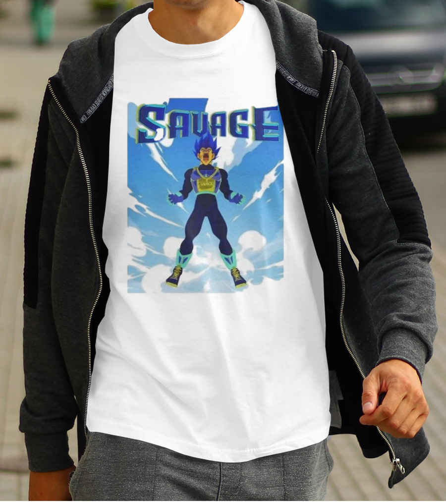Vegeta Blue Saiyan Savage Super Warrior Transformation Scene T-Shirt