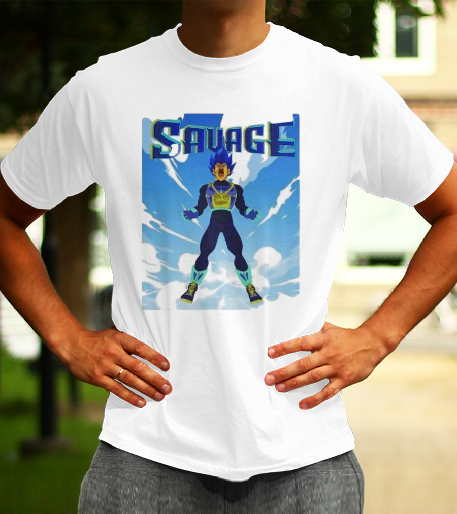 Vegeta Blue Saiyan Savage Super Warrior Transformation Scene T-Shirt