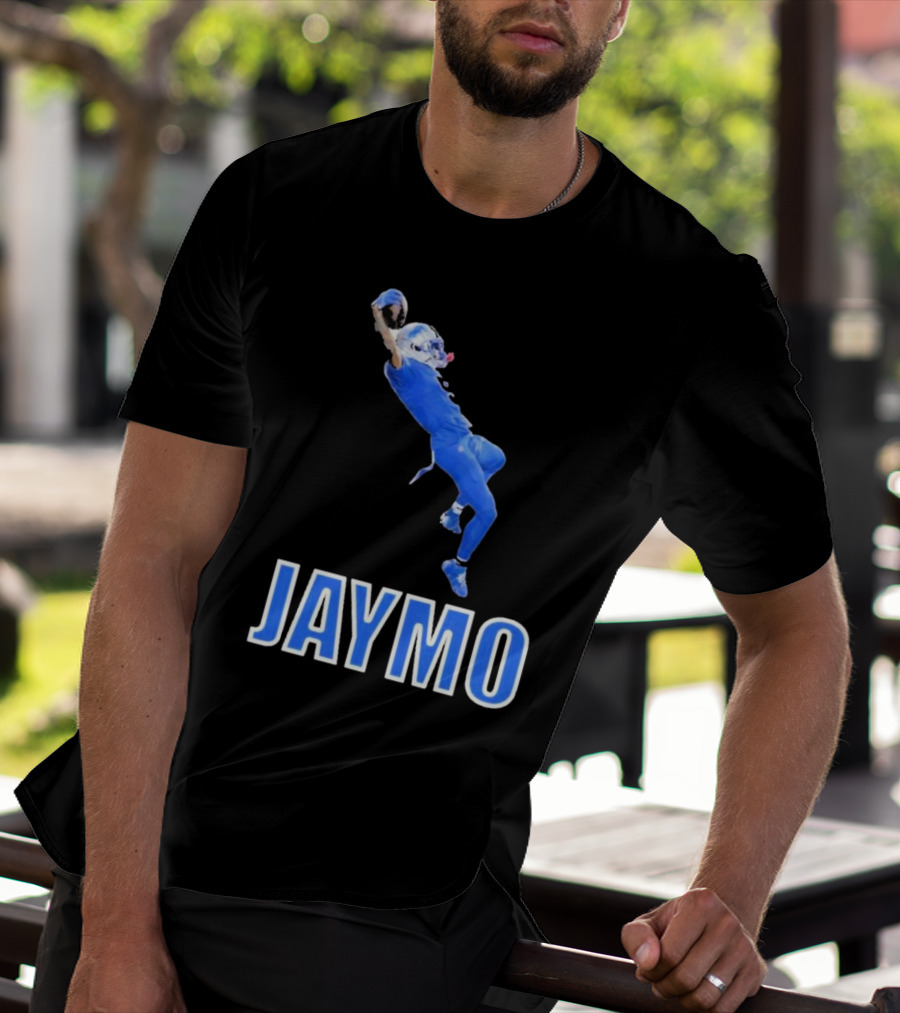 Jaymo Football Catch Jump Athlete Sports Blue Uniform T-Shirt
