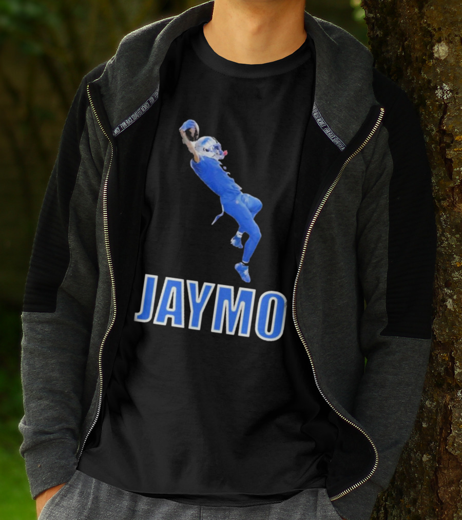 Jaymo Football Catch Jump Athlete Sports Blue Uniform T-Shirt
