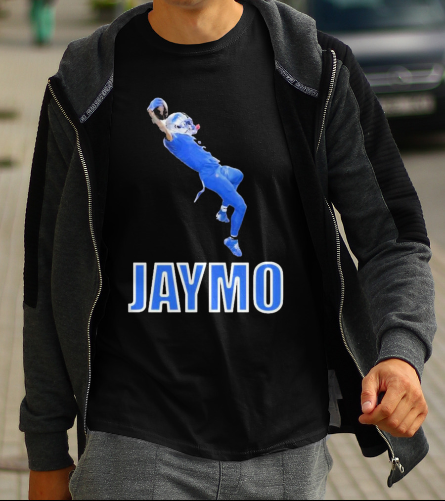 Jaymo Football Catch Jump Athlete Sports Blue Uniform T-Shirt