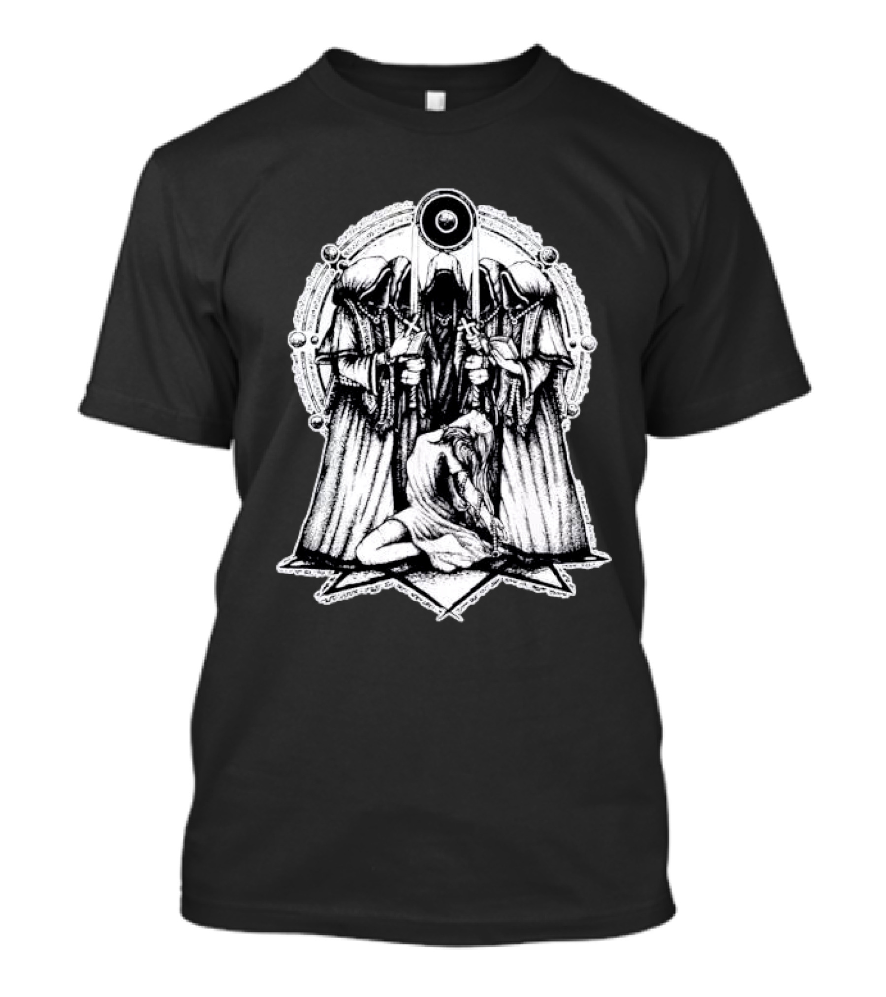 Occult Rituals Pagan Gothic Witchcraft Hooded Figures And Ritual Circle T-Shirt