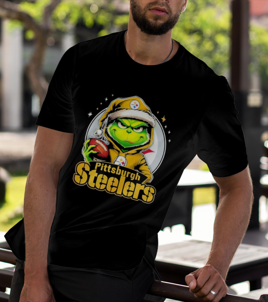 The Grinch Pittsburgh Steelers Christmas Football Crossover T-Shirt