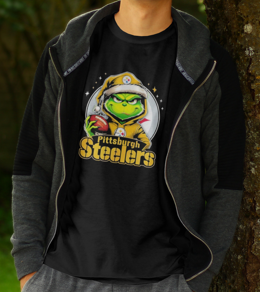 The Grinch Pittsburgh Steelers Christmas Football Crossover T-Shirt