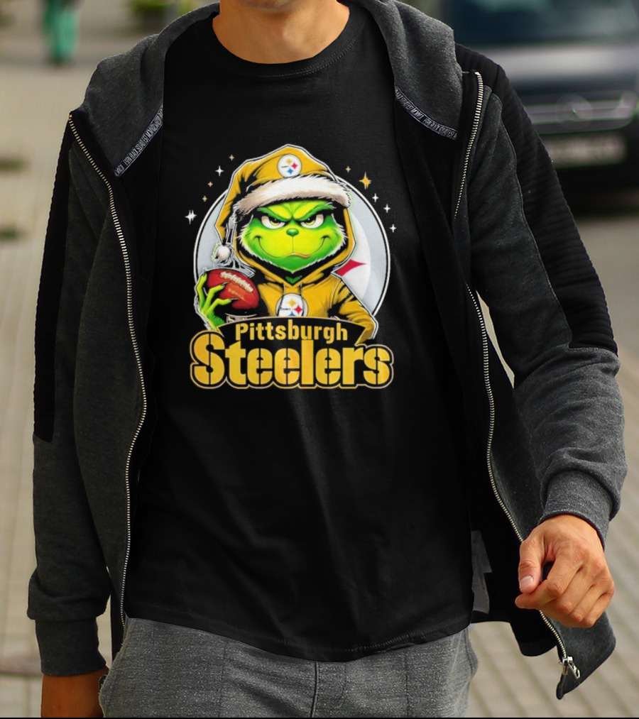 The Grinch Pittsburgh Steelers Christmas Football Crossover T-Shirt