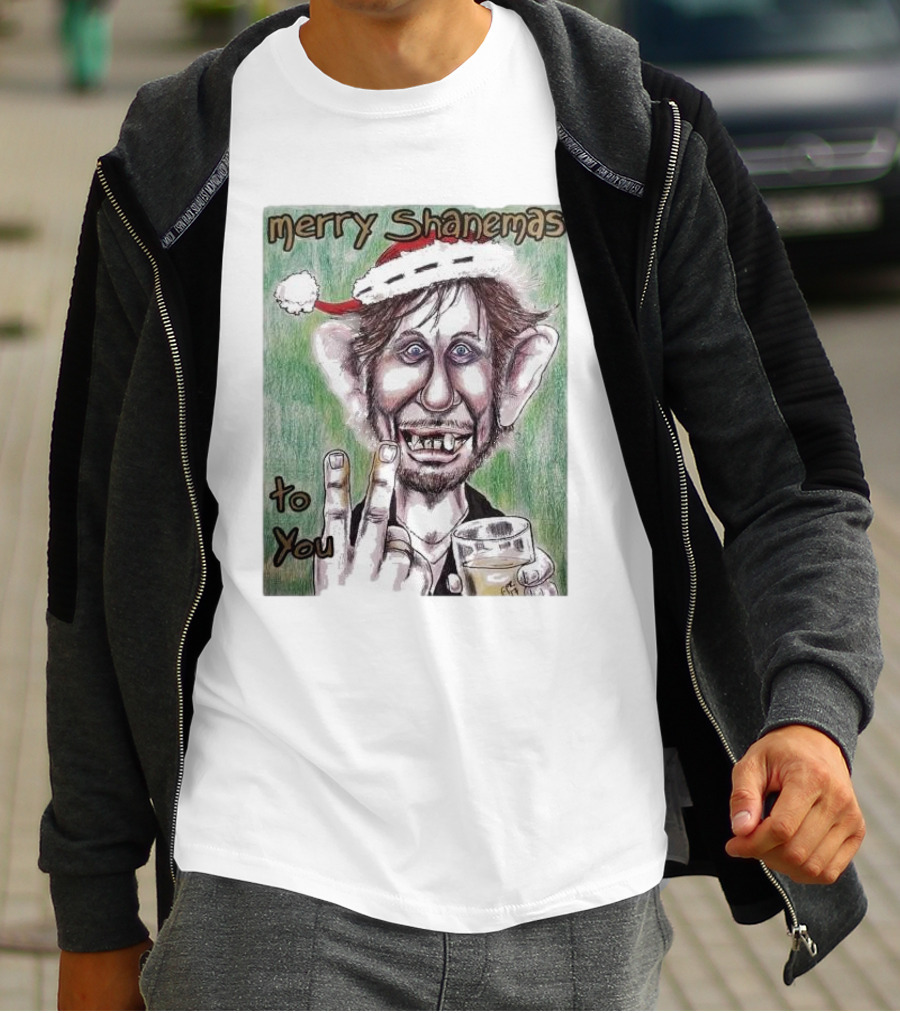 Merry Shanemas To You Shane MacGowan Christmas Card Drawing T-Shirt