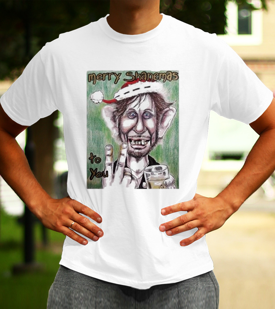 Merry Shanemas To You Shane MacGowan Christmas Card Drawing T-Shirt
