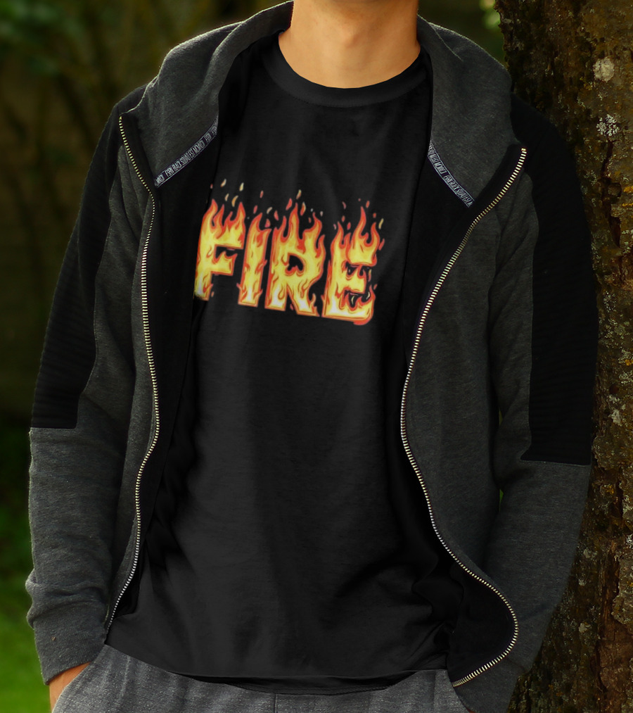 Fire Flames Text T-Shirt