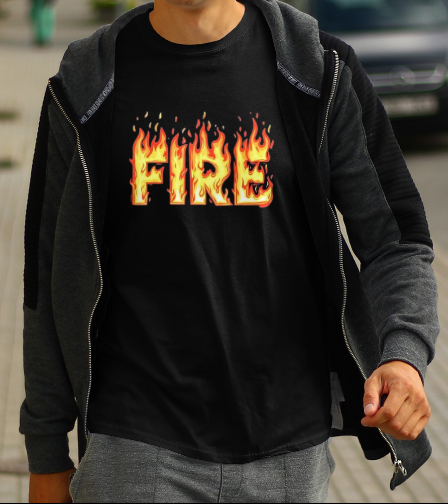 Fire Flames Text T-Shirt