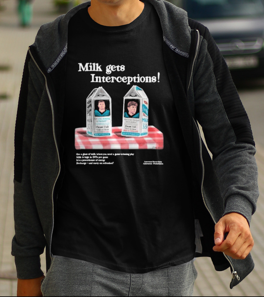 Milk Gets Interceptions Football Game-Winning Play Energy Drink Philadelphia T-Shirt