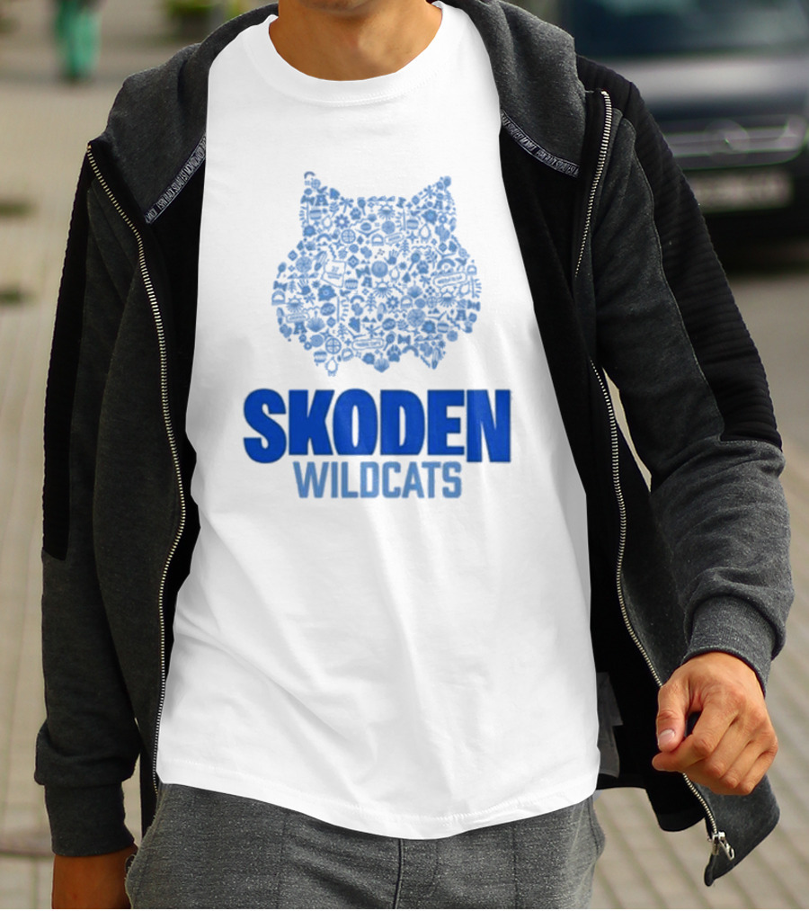 Skoden Wildcats Blue Emblem With Symbols T-Shirt