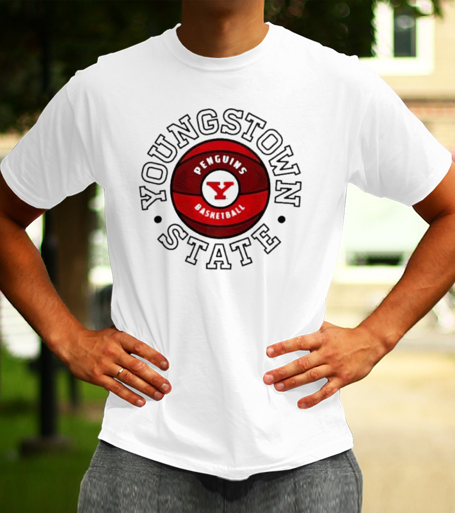 Youngstown State Penguins Basketball Red Ball Emblem T-Shirt