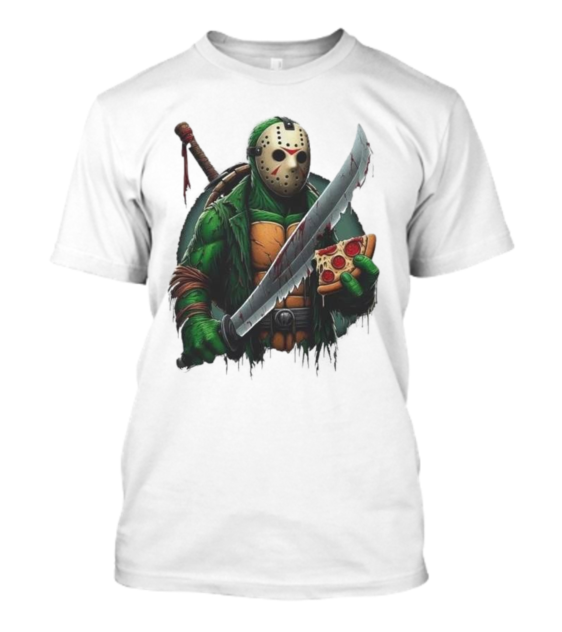 Jason Voorhees Ninja Turtle Pizza Swordsman Crossover T-Shirt