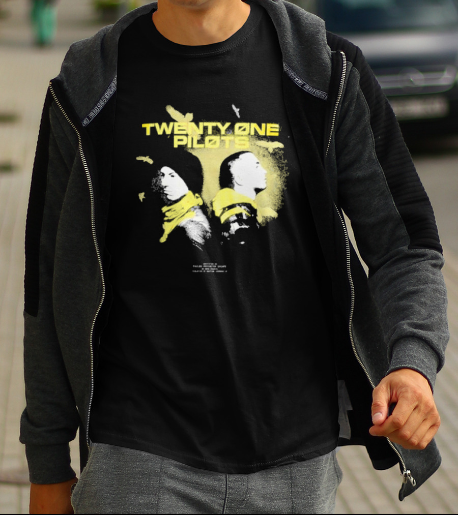Twenty One Pilots Back 2 Back Eagle Silhouette Duo Yellow Accents T-Shirt
