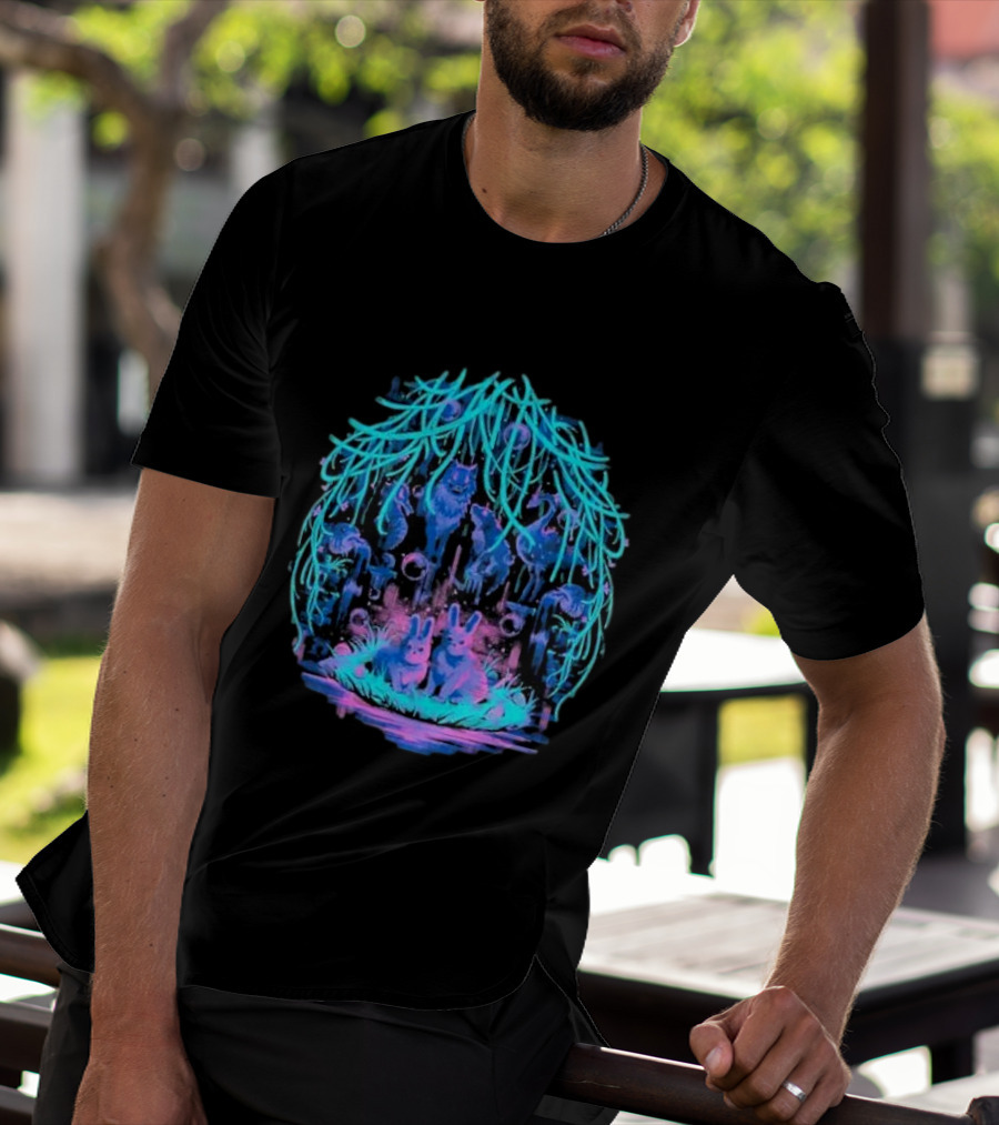 Animal Well Clandestine Creatures Glowing Forest Scene T-Shirt