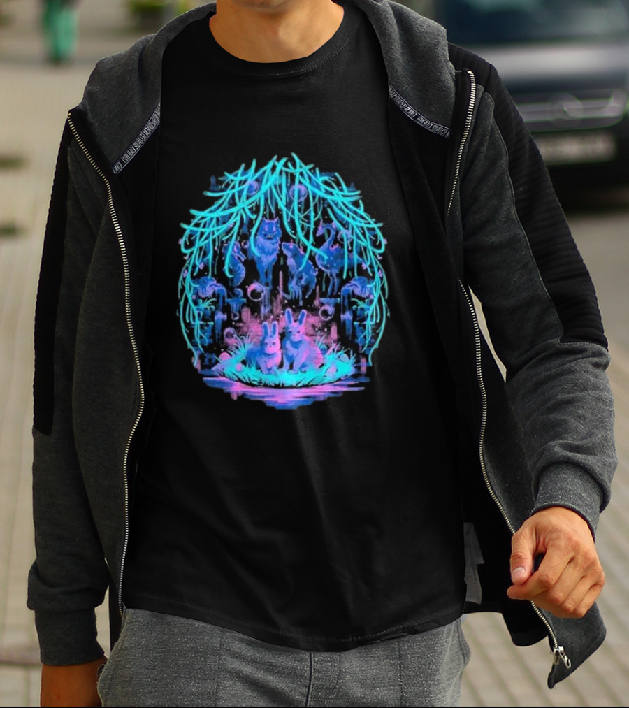 Animal Well Clandestine Creatures Glowing Forest Scene T-Shirt